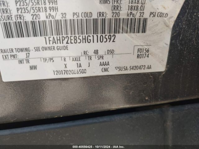 1FAHP2E85HG110592 Ford TAURUS SEL