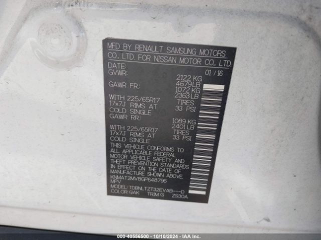 KNMAT2MV8GP648796 Nissan ROGUE SV