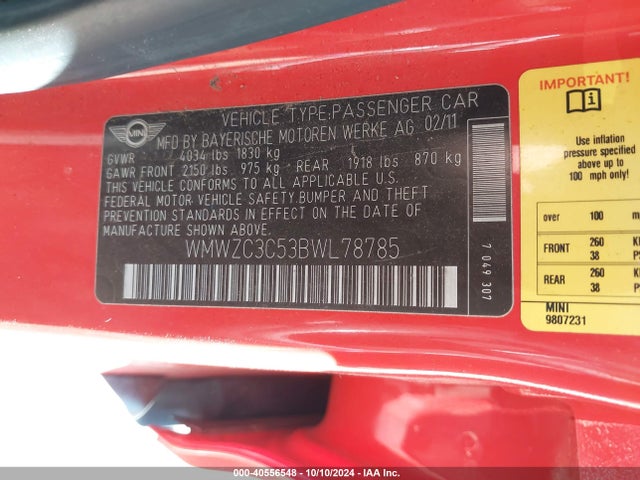 2011 MINI COOPER S COUNTRYMAN WMWZC3C53BWL78785 Photo 8