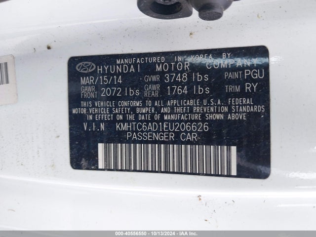 Hyundai Veloster Base W/gray 2014 KMHTC6AD1EU206626 Image 9