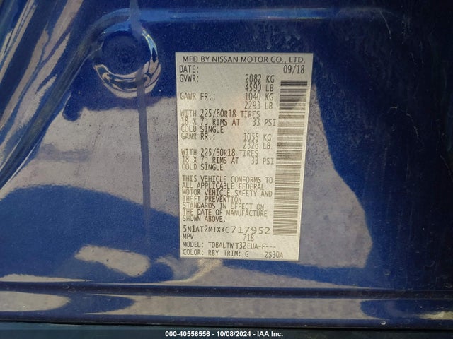Nissan ROGUE SV 2019 5N1AT2MTXKC717952 Image 9