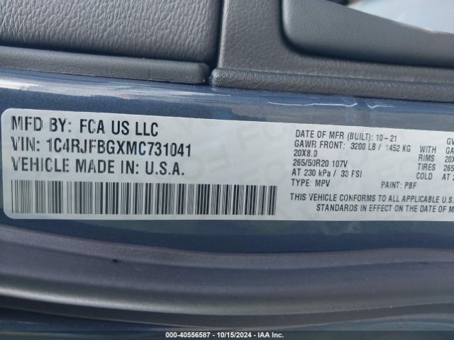 2021 JEEP GRAND CHEROKEE 1C4RJFBGXMC731041 Photo 8
