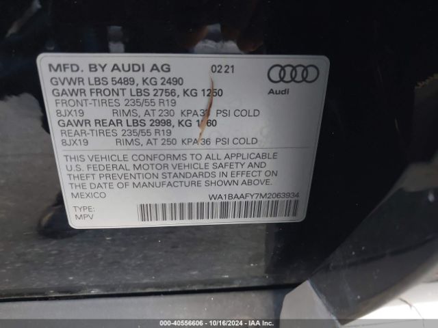 WA1BAAFY7M2063934 Audi Q5 Premium Plus 45 Tfsi Quattro S Tronic