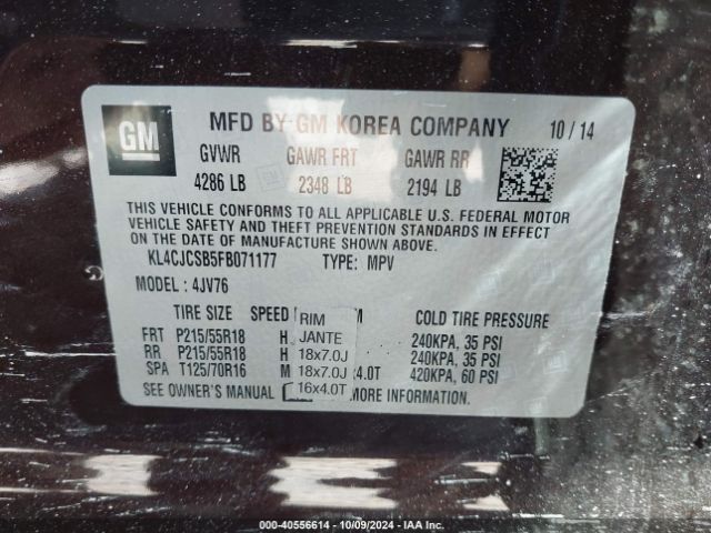 KL4CJCSB5FB071177 Buick Encore Leather