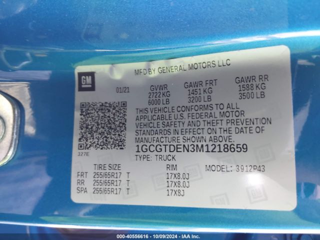 1GCGTDEN3M1218659 Chevrolet Colorado 4wd  Short Box Z71