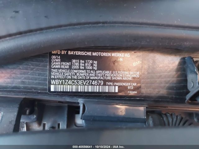 WBY1Z4C53EV274679 BMW I3 Base W/range Extender