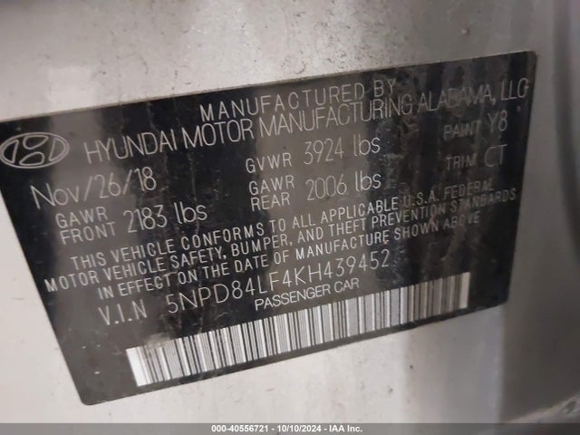 Hyundai ELANTRA SEL 2019 5NPD84LF4KH439452 Image 9