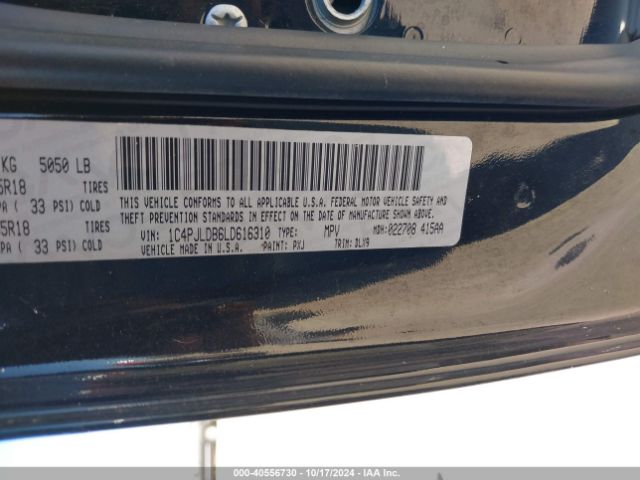 1C4PJLDB6LD616310 Jeep Cherokee Limited Fwd