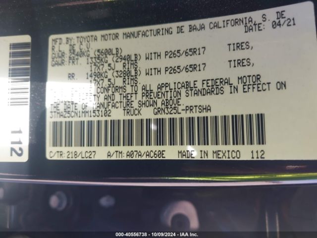 3TMAZ5CN1MM153102 Toyota Tacoma Trd Sport
