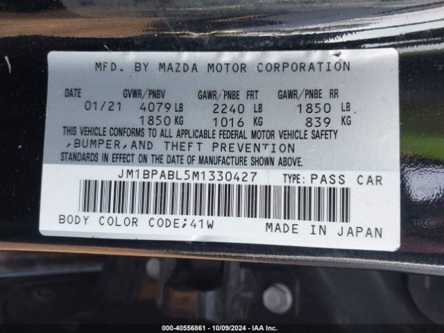 JM1BPABL5M1330427 Mazda Mazda3 Select