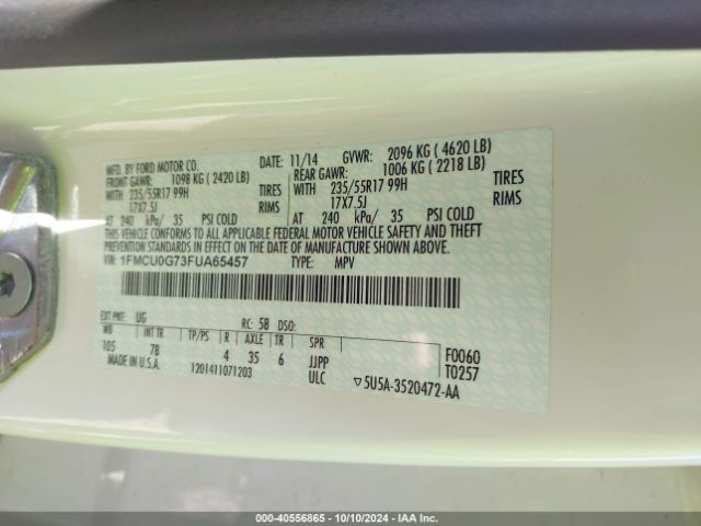 1FMCU0G73FUA65457 Ford ESCAPE SE