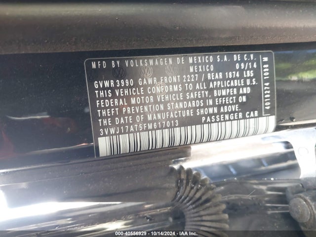 Volkswagen Beetle 1.8t 2015 3VWJ17AT5FM617013 Image 9