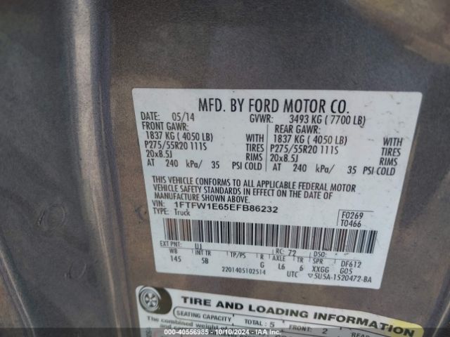 1FTFW1E65EFB86232 Ford F-150 Fx4