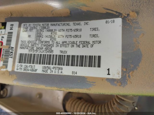 5TFDY5F1XJX724505 Toyota Tundra Sr5 5.7l V8