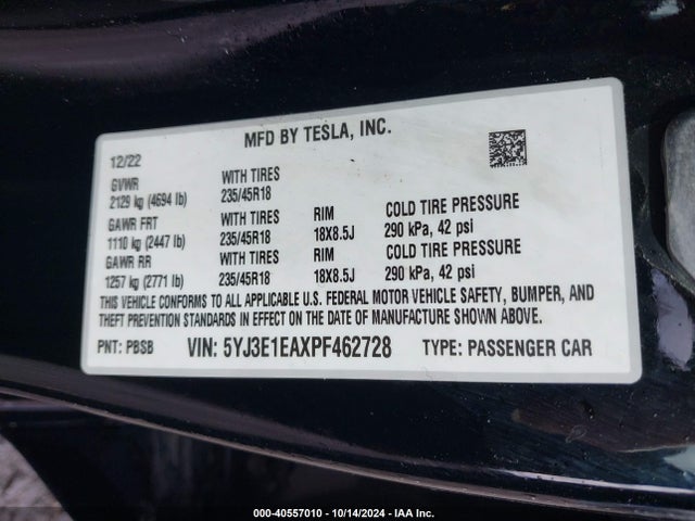 2023 TESLA MODEL 3 5YJ3E1EAXPF462728 Photo 8