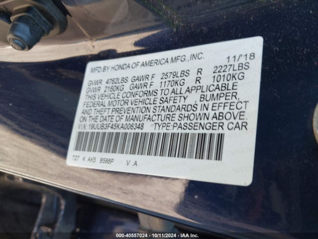 19UUB3F45KA006348 Acura Tlx Tech Pkg