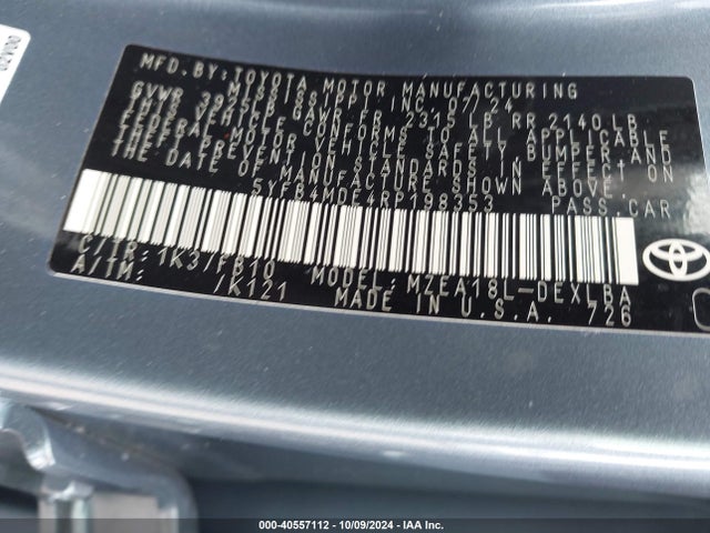 Toyota COROLLA LE 2024 5YFB4MDE4RP198353 Image 9