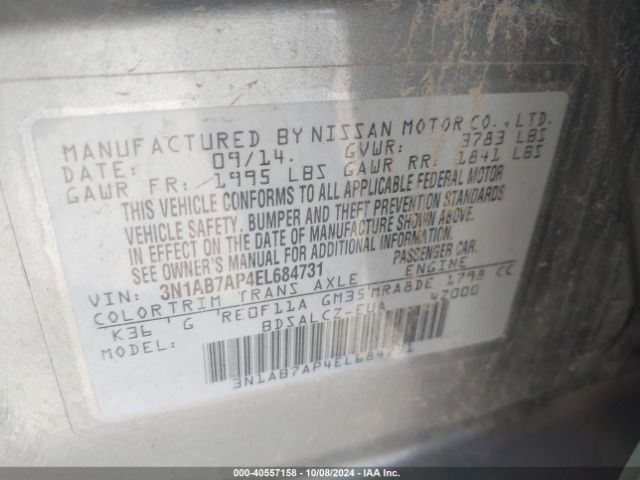 3N1AB7AP4EL684731 Nissan SENTRA S