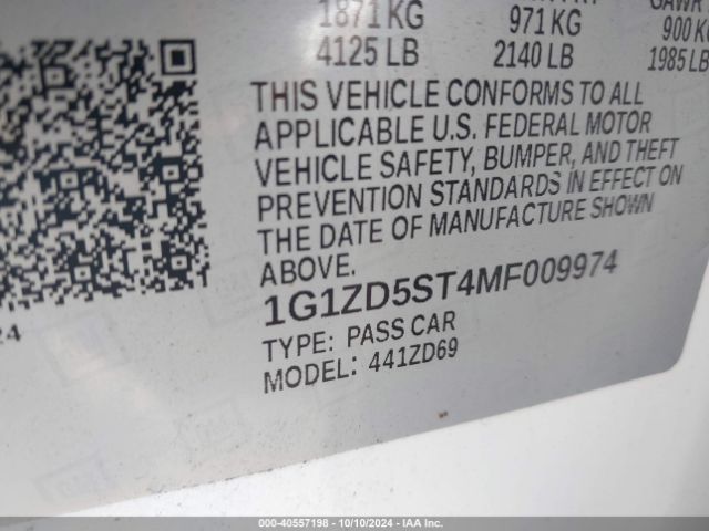 1G1ZD5ST4MF009974 Chevrolet Malibu Fwd Lt