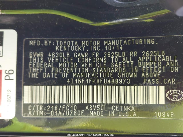 Toyota CAMRY LE 2015 4T1BF1FK8FU488973 Image 9