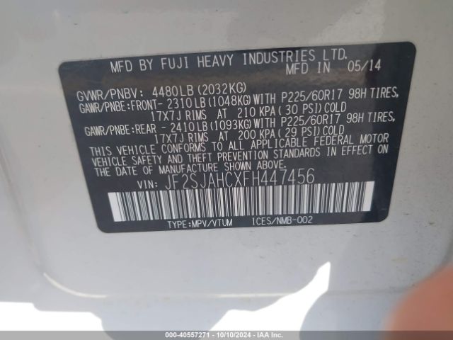 JF2SJAHCXFH447456 Subaru Forester 2.5i Limited