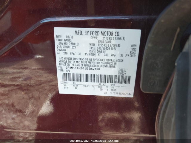 Ford Edge Titanium 2018 2FMPK4K91JBB62100 Image 9