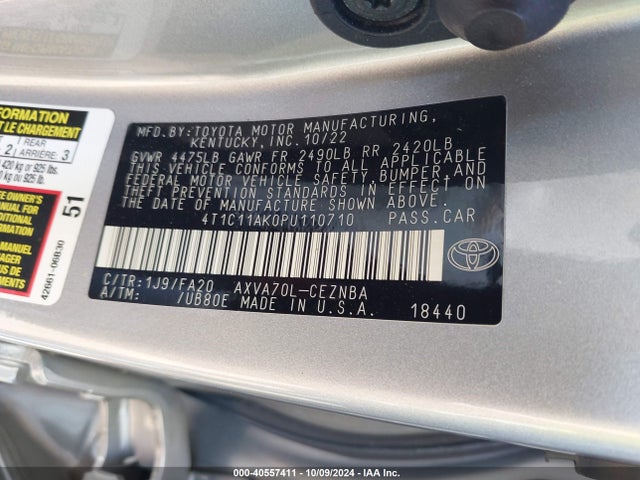 Toyota CAMRY LE 2023 4T1C11AK0PU110710 Image 9