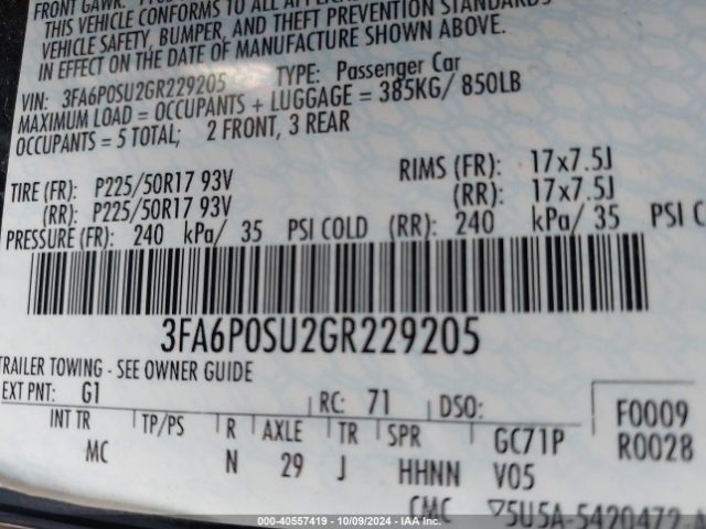 3FA6P0SU2GR229205 Ford Fusion Energi Titanium