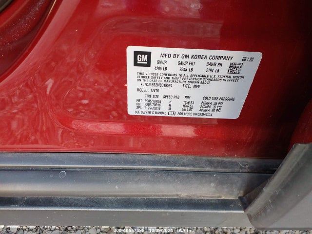 Chevrolet Trax Fwd Lt 2021 KL7CJLSB2MB319594 Image 9