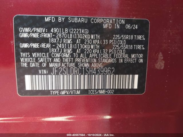 JF2SLDRC1SH439962 Subaru Forester Limited