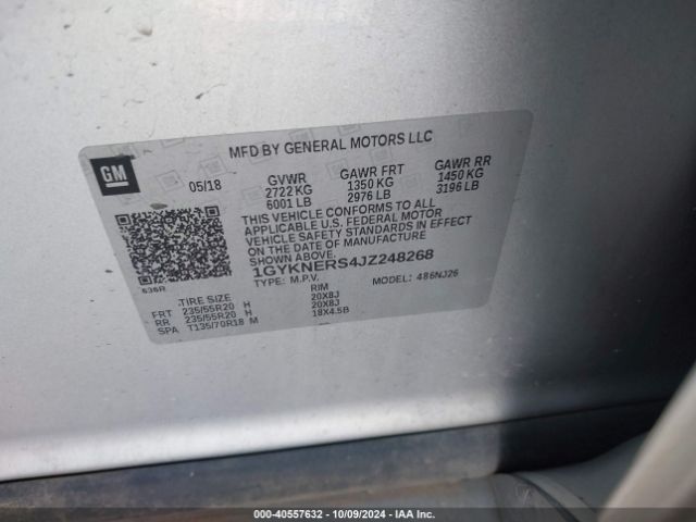 1GYKNERS4JZ248268 Cadillac Xt5 Premium Luxury