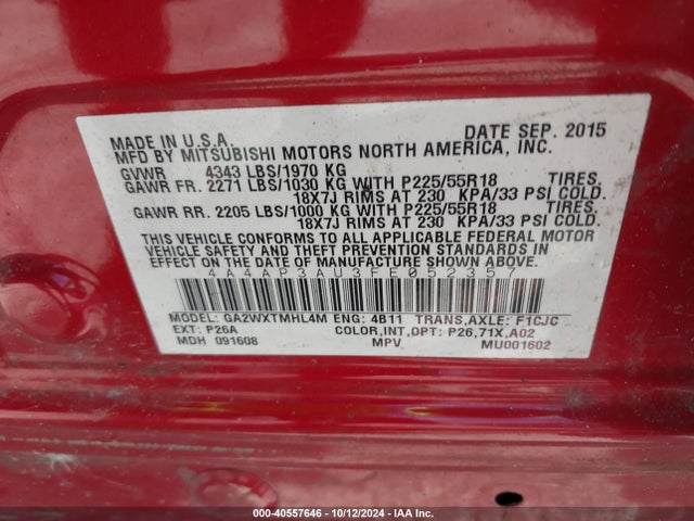 2015 MITSUBISHI OUTLANDER SPORT 4A4AP3AU3FE052357 Photo 8