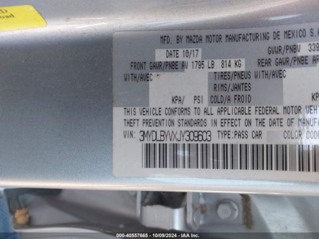 3MYDLBYVXJY309603 Toyota YARIS IA