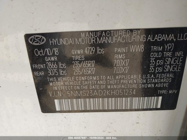 Hyundai Santa Fe Se 2019 5NMS23AD2KH051234 Image 9