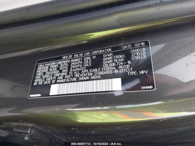 LYVA22RK1JB078970 Volvo Xc60 T6 Momentum