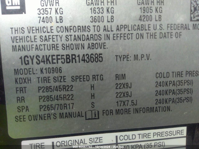 2011 CADILLAC ESCALADE ESV 1GYS4KEF5BR143685 Photo 8