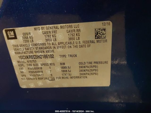 1GCVKREC5HZ186102 Chevrolet Silverado 1500 2lt