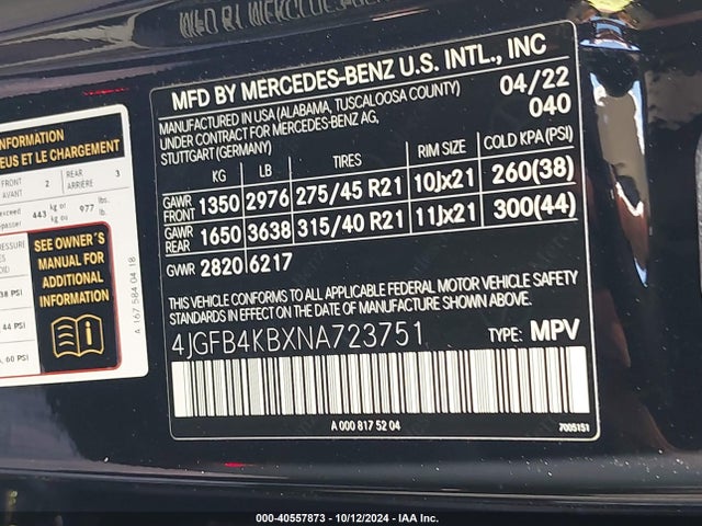 4JGFB4KBXNA723751 Mercedes-Benz Gle 350 4matic