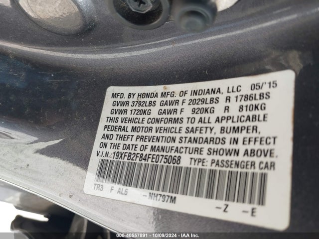 Honda CIVIC EX 2015 19XFB2F84FE075068 Image 9