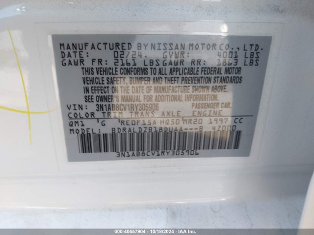 Nissan Sentra Sv Xtronic Cvt 2024 3N1AB8CV1RY305906 Image 9