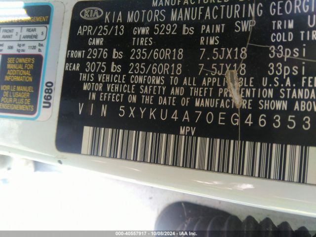 5XYKU4A70EG463533 KIA Sorento Ex V6