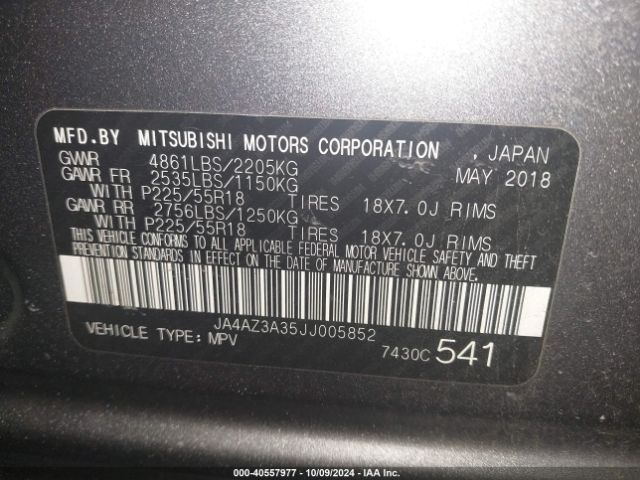 JA4AZ3A35JJ005852 Mitsubishi Outlander Es/le/se/sel