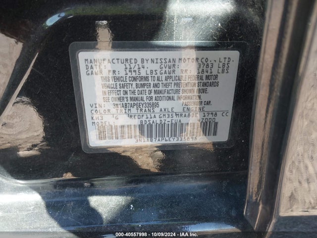 Nissan SENTRA SV 2014 3N1AB7AP6EY335895 Image 9