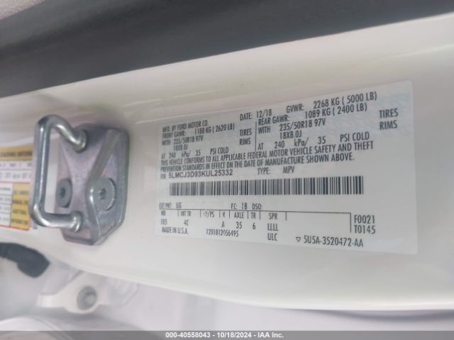 5LMCJ3D93KUL25332 Lincoln Mkc Reserve
