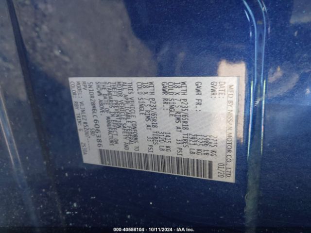 5N1DR2BM6LC606386 Nissan Pathfinder Sv 4wd