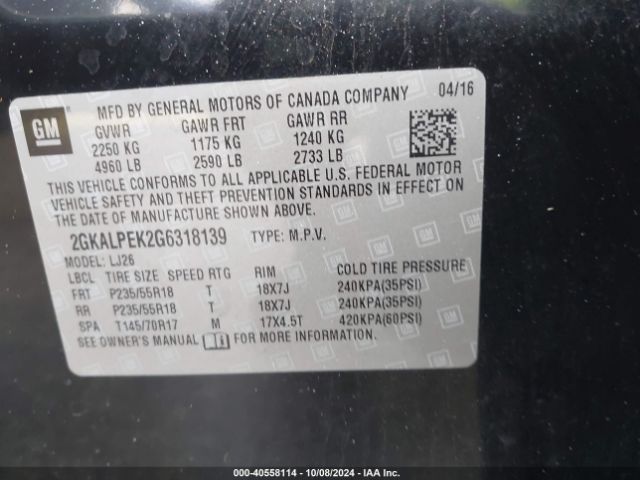 2GKALPEK2G6318139 GMC Terrain Slt