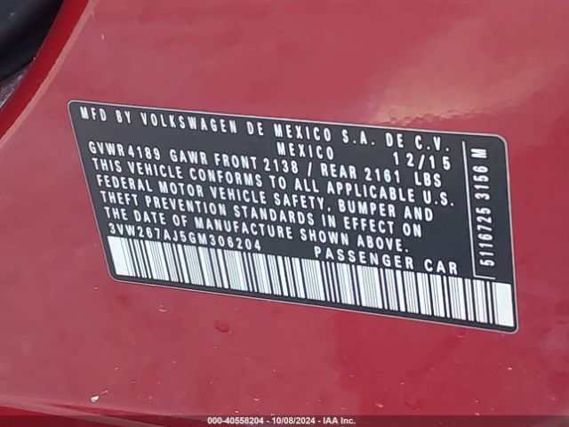 3VW267AJ5GM306204 Volkswagen Jetta 1.4t S