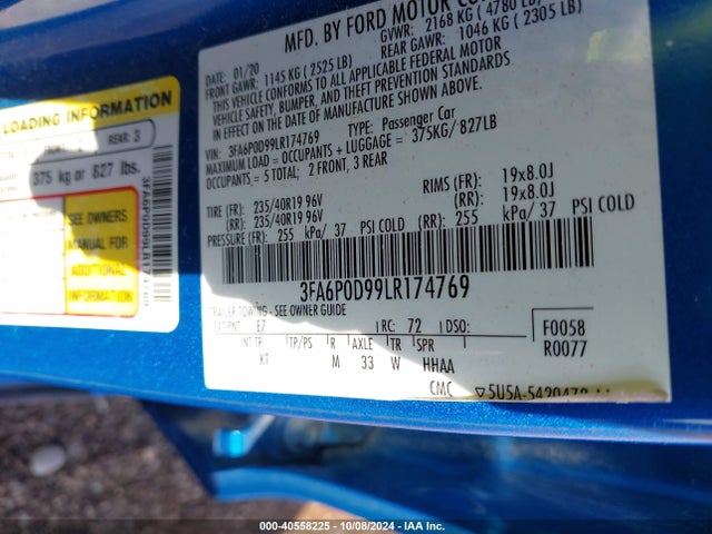 Ford Fusion Titanium 2020 3FA6P0D99LR174769 Image 9