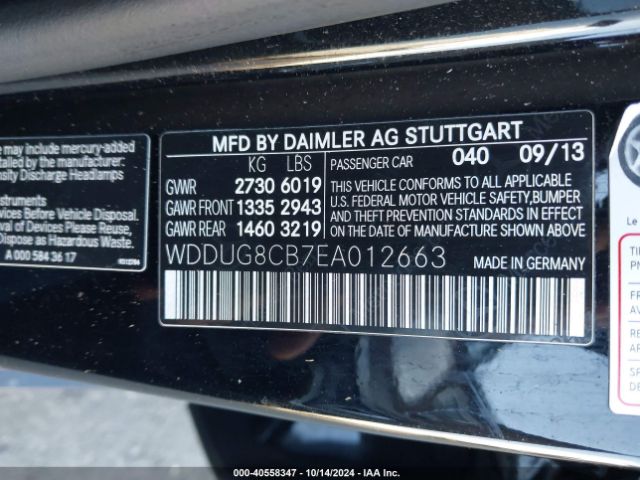 WDDUG8CB7EA012663 Mercedes-Benz S 550