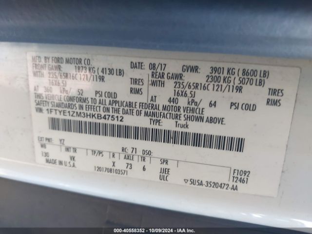 1FTYE1ZM3HKB47512 Ford Transit-150
